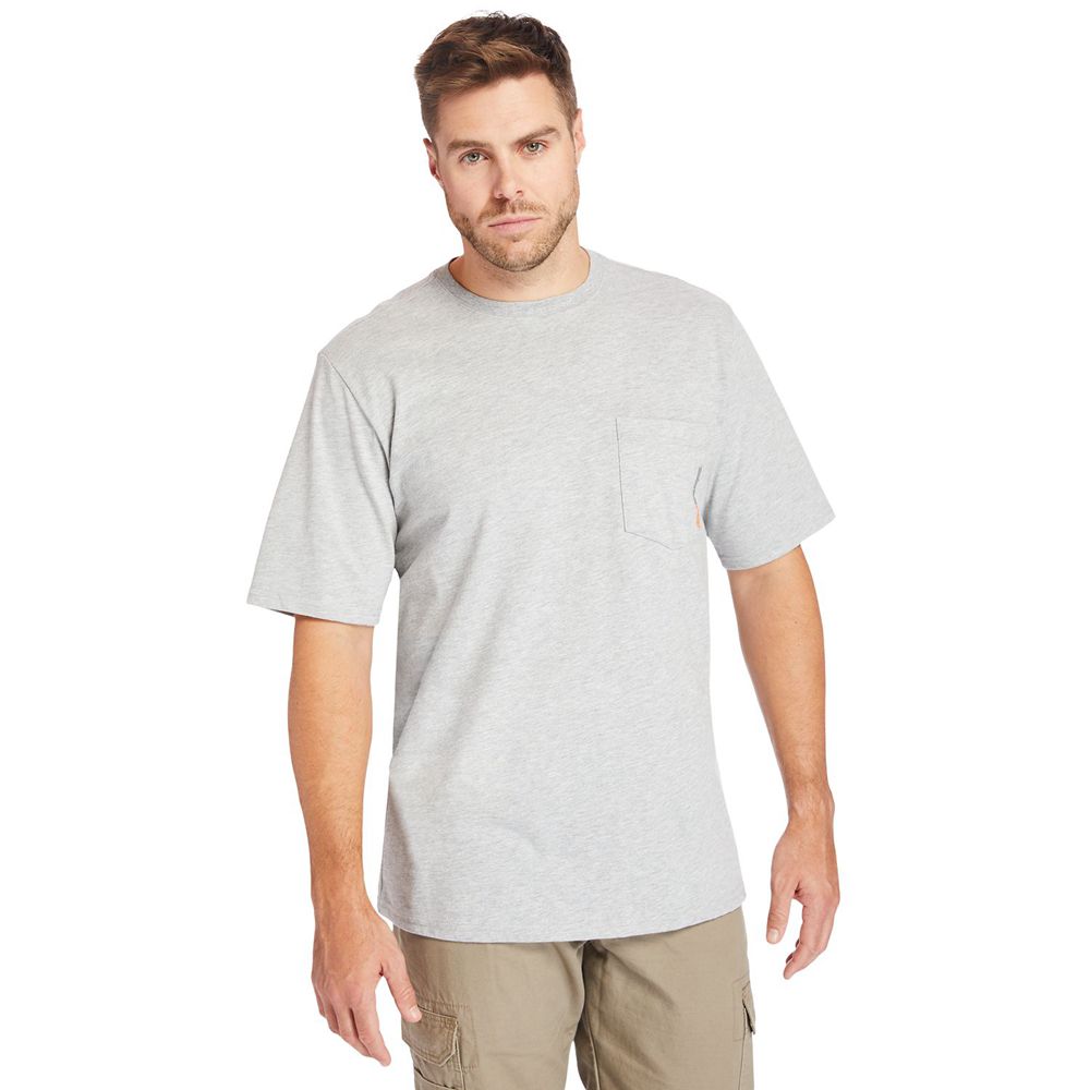 Timberland Mens T-Shirts PRO® Big & Tall Base Plate Short-Sleeve - Grey - India IB8739451